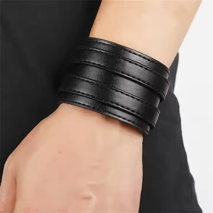 BLACK ABYSS - Genuine Braided Leather Bracelet Set for Men & Boys (8 inch)