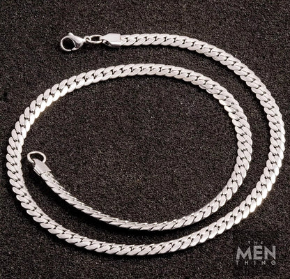 THE MEN THING Chain for Men - 6.2mm Flat Snake Chain Silver Stainless Steel 21.5inch for Men & Boys