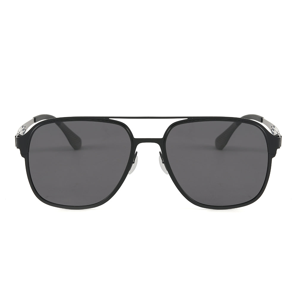 J3362 -JETSETTER VISION - HD Polarised Sunglasses for Men - UV400 Protection, Stainless Steel Frame - Black Frame with Black Lens