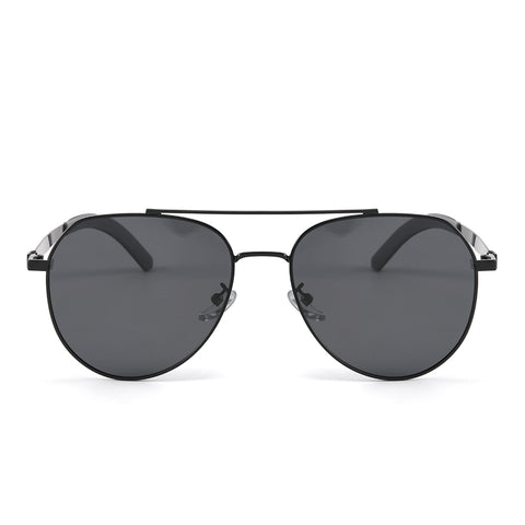 J3332 - MYSTIC ARC - HD Polarised Sunglasses for Men - UV400 Protection, Stainless Steel Frame - Black Lens