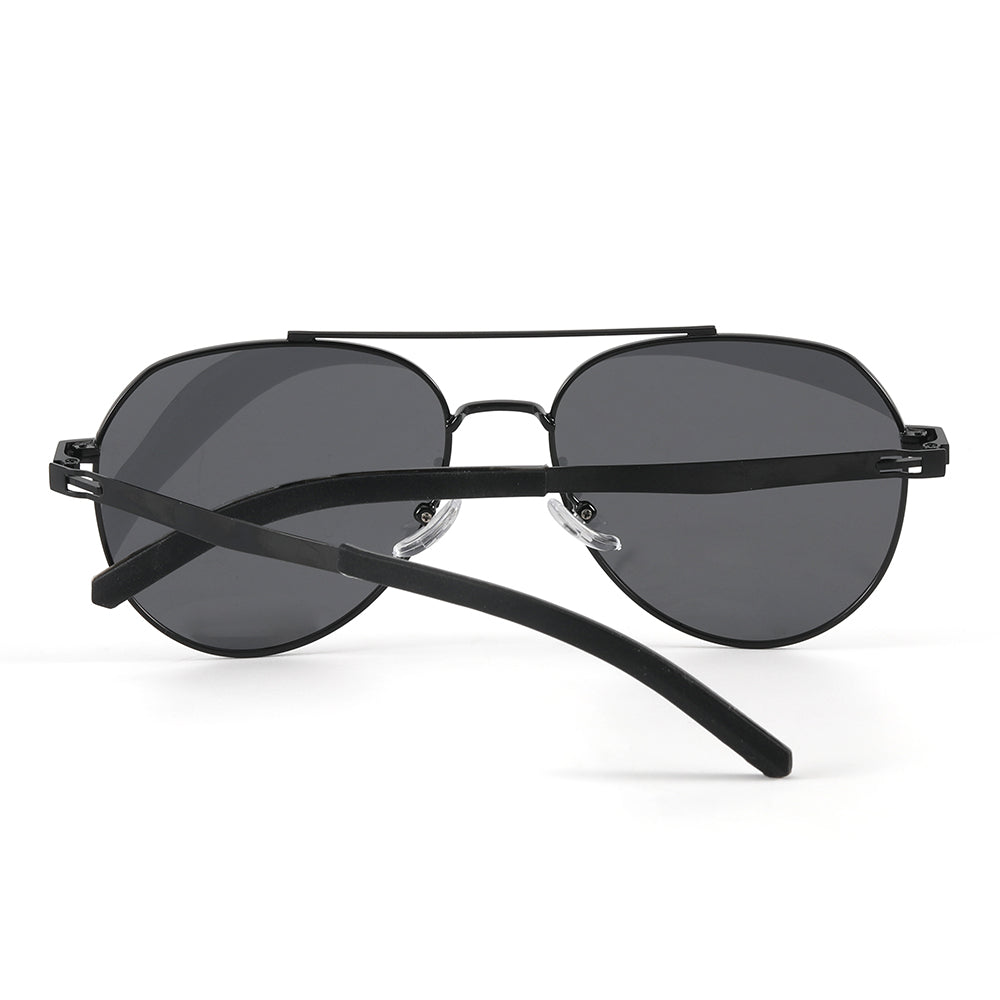 J3332 - MYSTIC ARC - HD Polarised Sunglasses for Men - UV400 Protection, Stainless Steel Frame - Black Lens