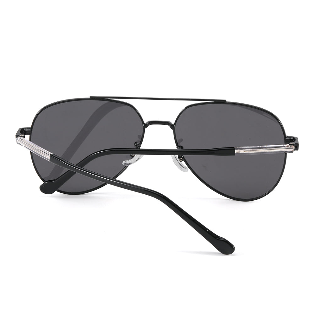 J3335 - SUNLIT ELEGANCE - HD Polarised Sunglasses for Men - UV400 Protection, Stainless Steel Frame - Black Frame with Black Lens