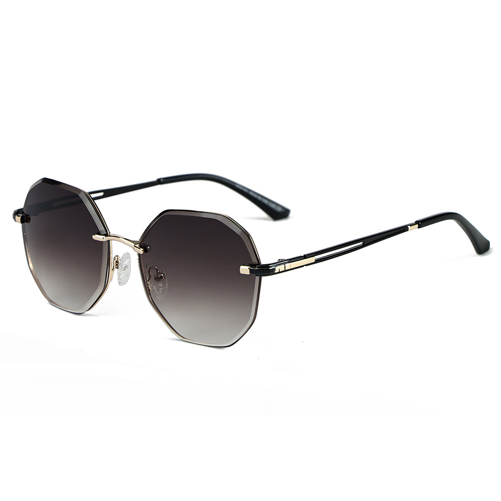 33141 - STEEL PRISM - HD Polarised Sunglasses for Men - UV400 Protection, Stainless Steel Frame - Gold Gradual Coffee