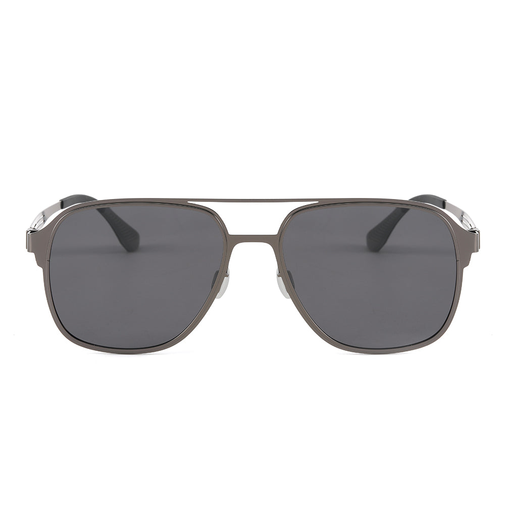 J3362 -JETSETTER VISION - HD Polarised Sunglasses for Men - UV400 Protection, Stainless Steel Frame - Gunmetal Frame with Black Grey Lens