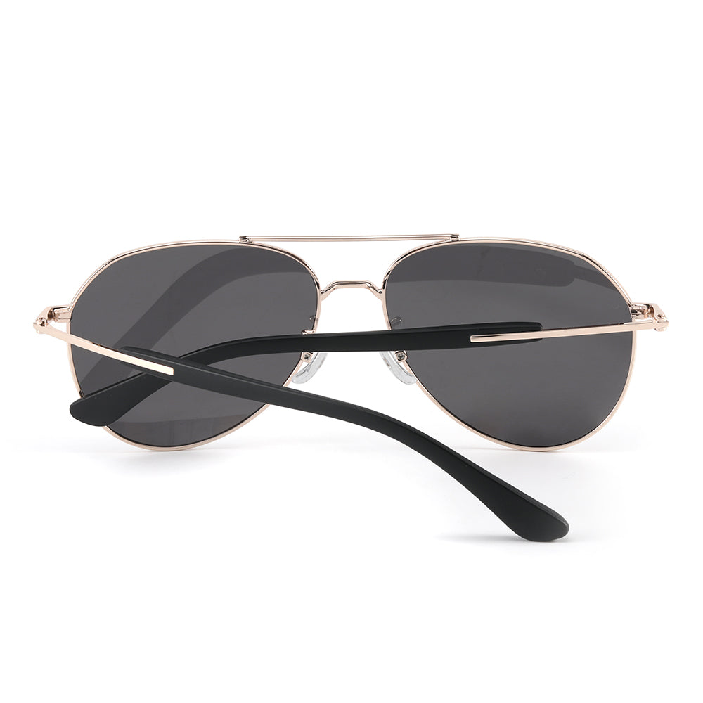 J3338 - SLATE SOAR - HD Polarised Sunglasses for Men - UV400 Protection, Stainless Steel Frame - Gold Frame with Black Lens