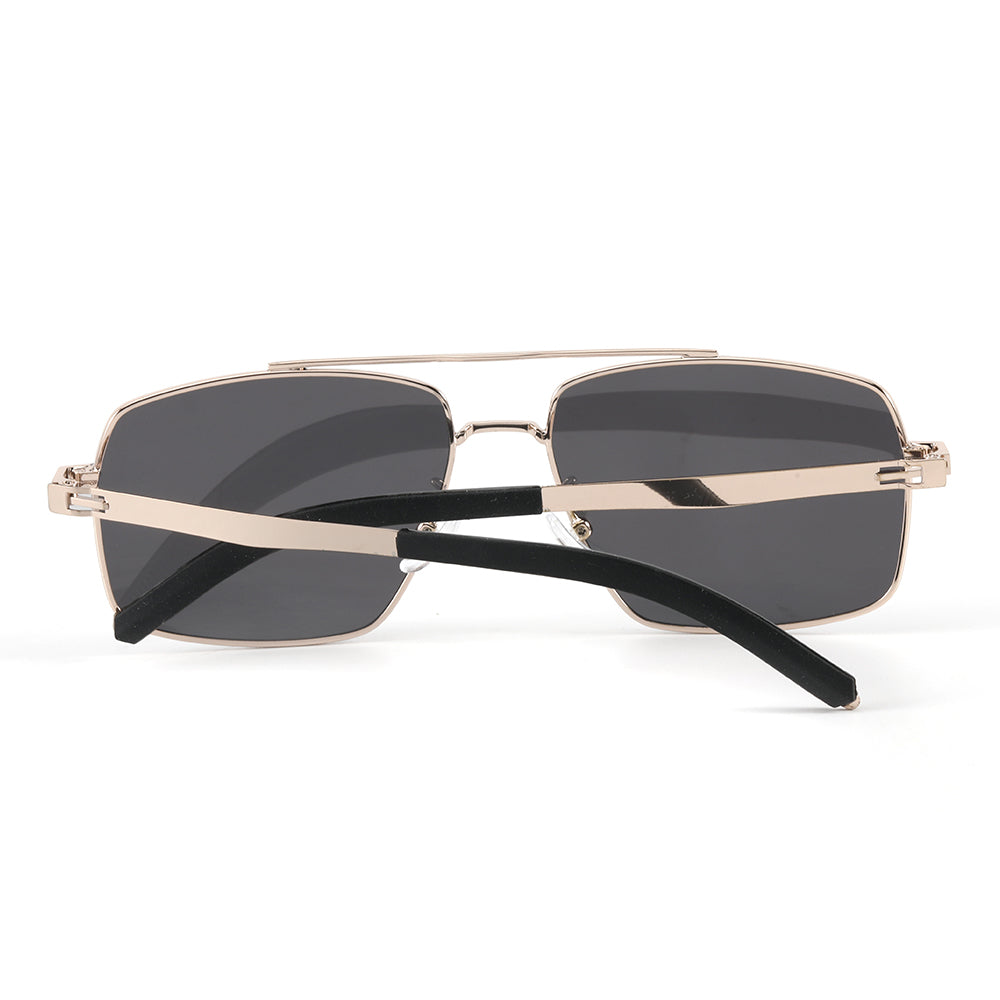 J3348 - VORTEX SHADE - HD Polarised Sunglasses for Men - UV400 Protection, Stainless Steel Frame - Gold Frame with Black Lens