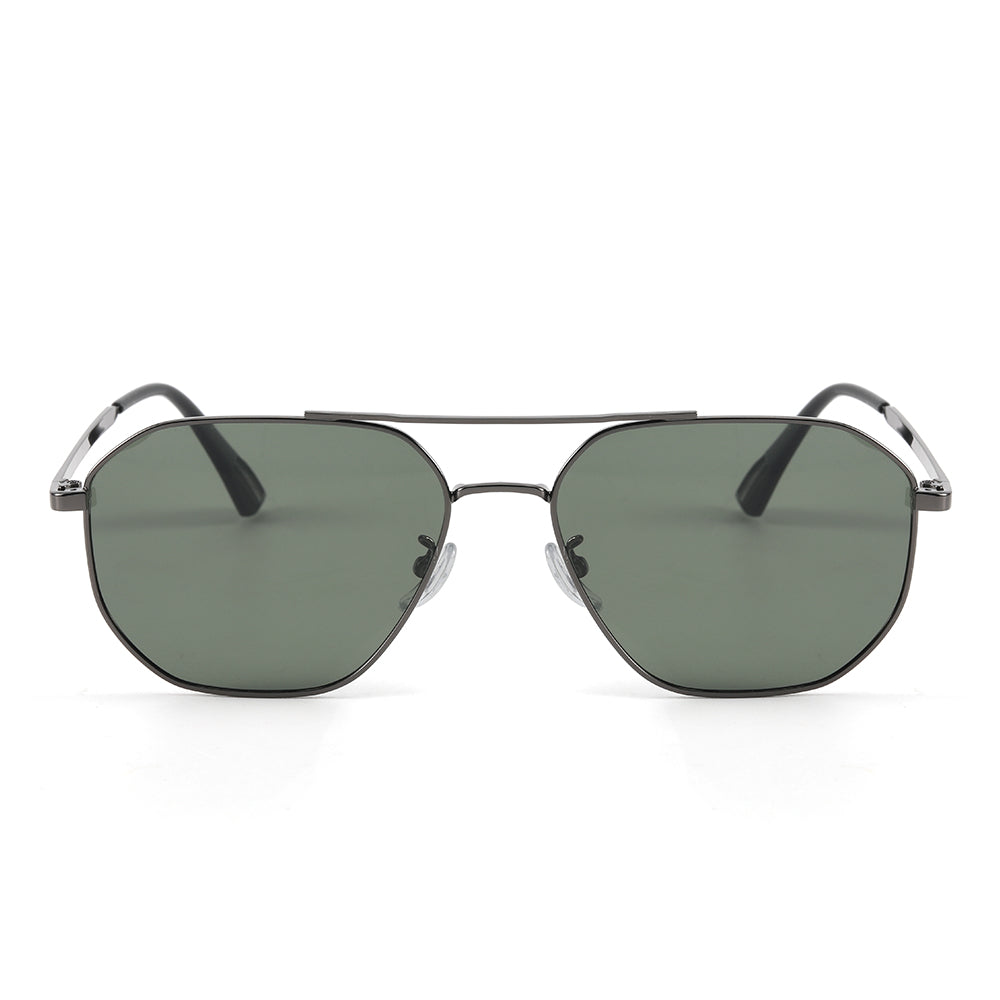 J3347 - AMBER LUXE - HD Polarised Sunglasses for Men - UV400 Protection, Stainless Steel Frame - Gunmetal Frame with Green Lens