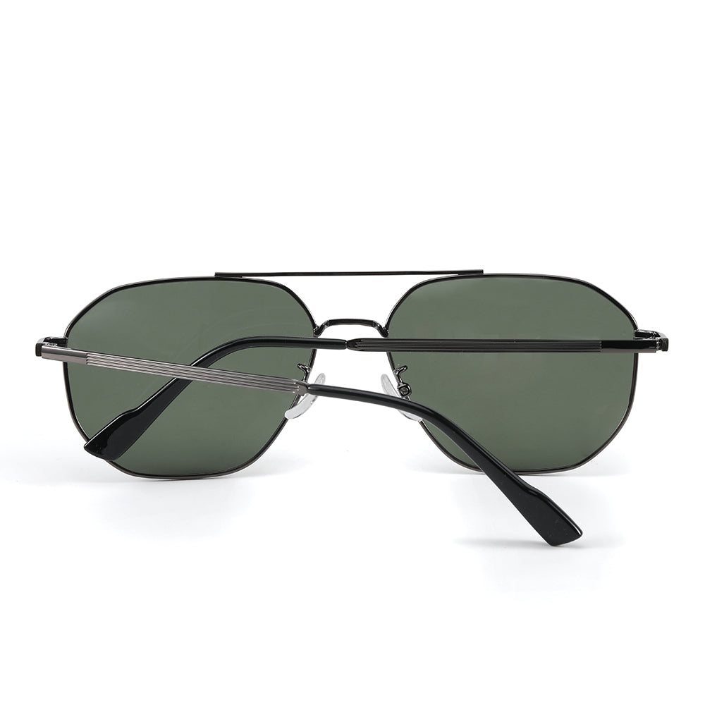 J3347 - AMBER LUXE - HD Polarised Sunglasses for Men - UV400 Protection, Stainless Steel Frame - Gunmetal Frame with Green Lens