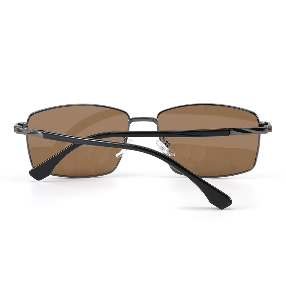 J3351 - MISTY NOIR - HD Polarised Sunglasses for Men - UV400 Protection, Stainless Steel Frame - Gunmetal Frame with Brown Lens