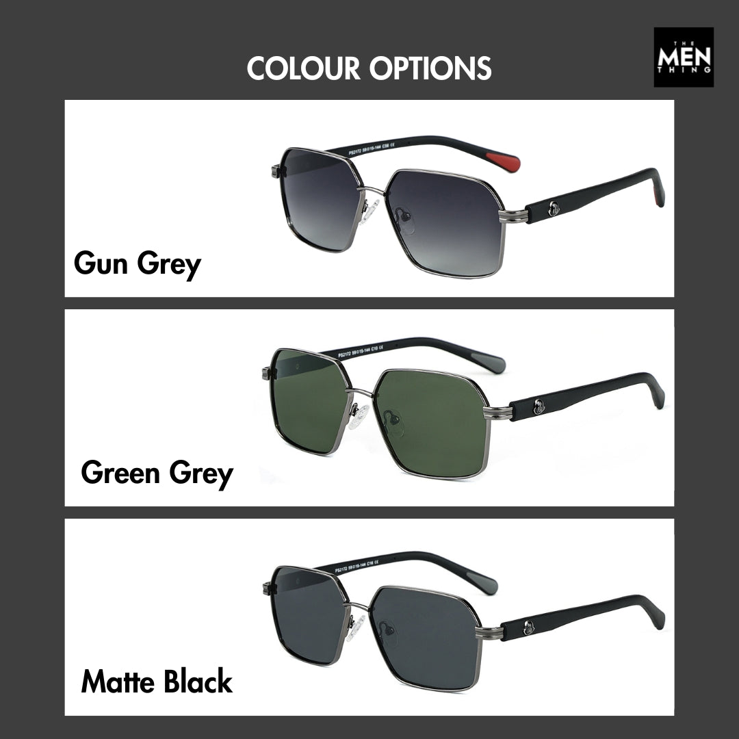 2172 HEX EDGE -  Geomatric Style - HD Polarised Sunglasses for Men - UV400 Protection, Stainless Steel Frame, Matte Black