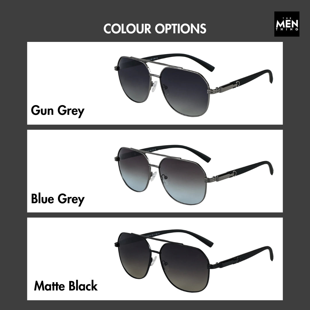 TITAN EDGE -  Aviator Style - HD Polarised Sunglasses for Men - UV400 Protection, Stainless Steel Frame, Matte Black