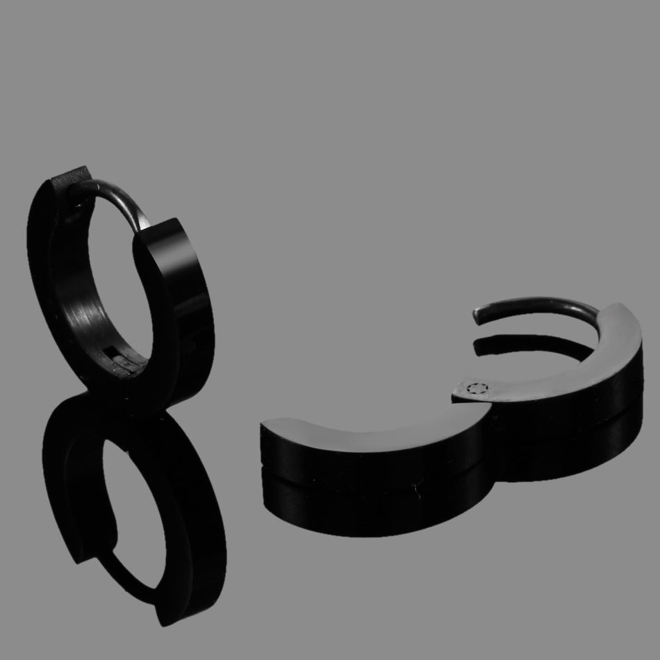 HUGGIE BLACK - Titanium Steel Stud Earrings for Men & Boys