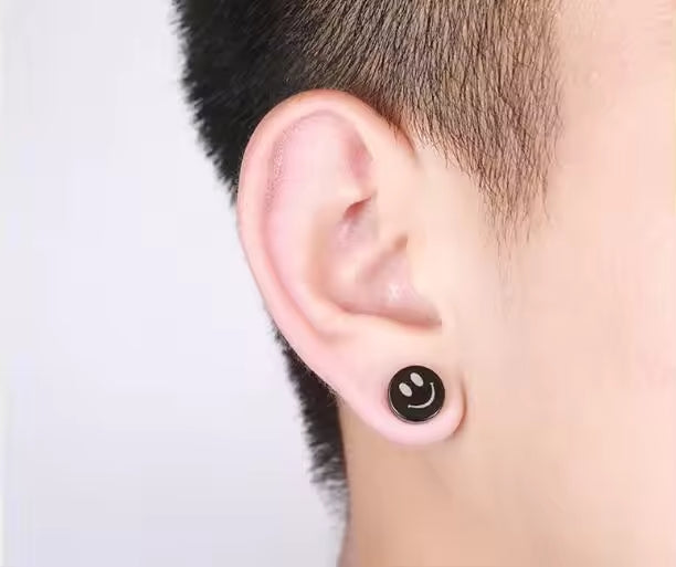 SMILEY - Magnetic Non-Piercing Pure Titanium Steel Studs Earrings for Men & Boys