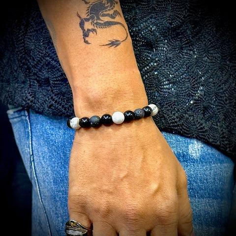 MAGIC NIGHT  - Beads Bracelet with Natural Stone - Stretch / Adjustable Bracelet for Men & Boys