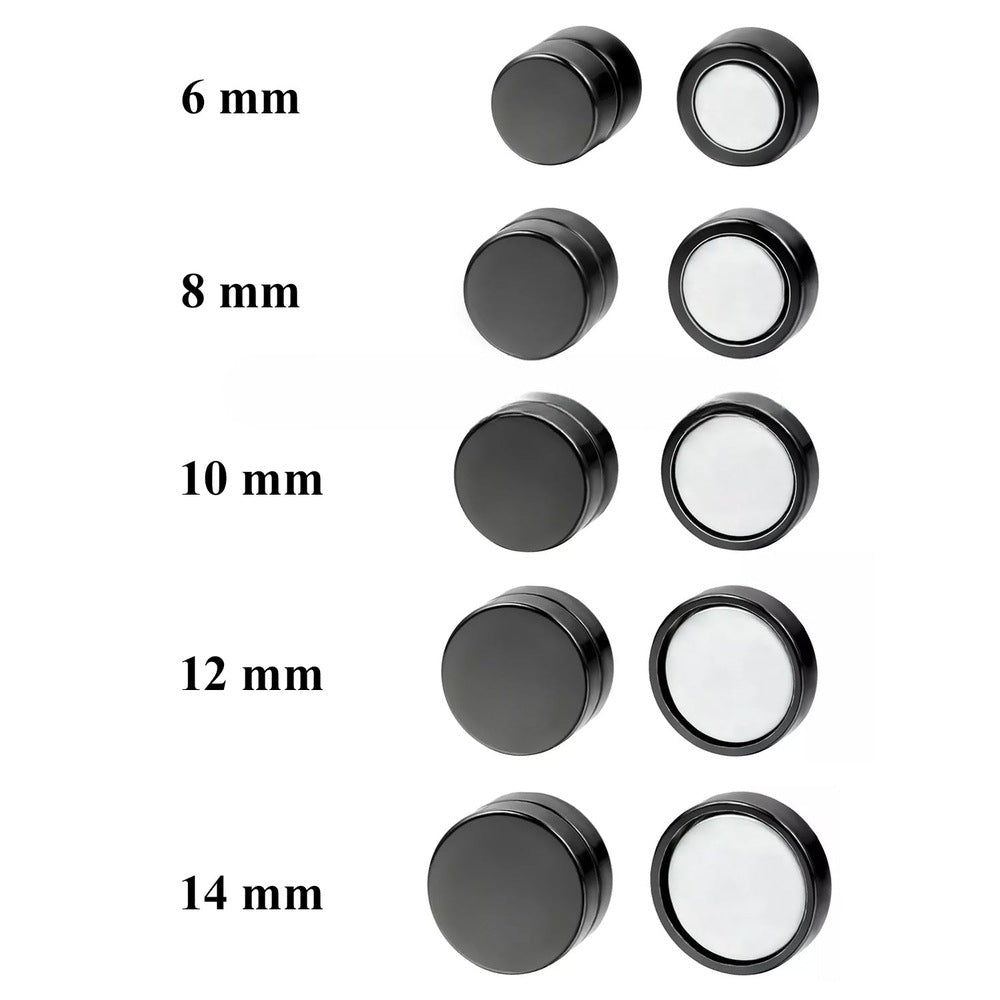 ROUND BARBELL - BLACK - Magnetic Non-Piercing Pure Titanium Steel Earring for Men & Boys (14mm to 6mm ) (1 Pcs)