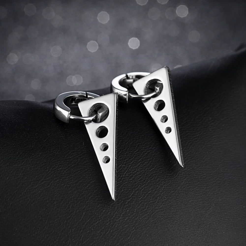 SPIKE DROP SILVER - Pure Titanium Steel Ear Hoop Earrings for Men & Boys