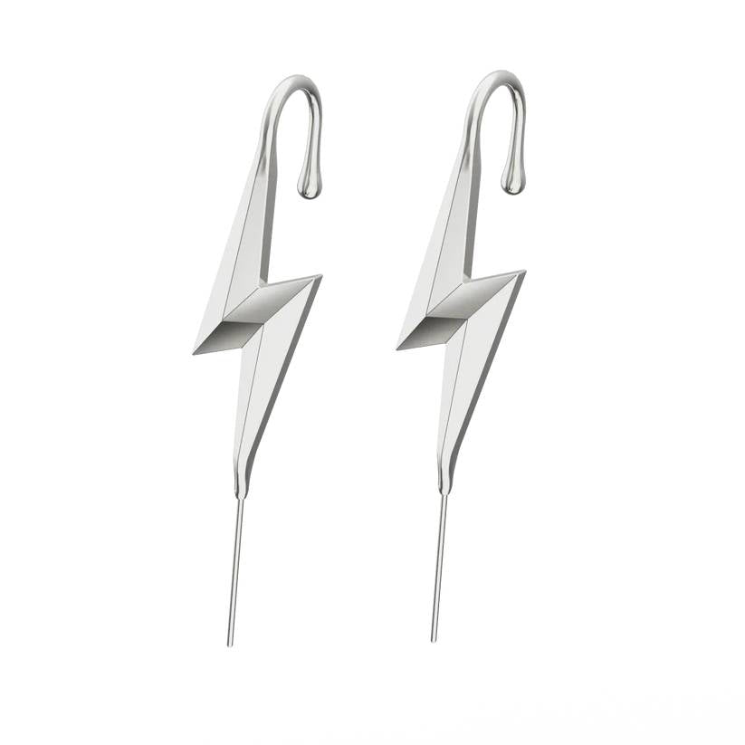 BOLT - Pure Titanium Steel Ear Crawler Hook Pin Cuff Earrings for Men & Boys