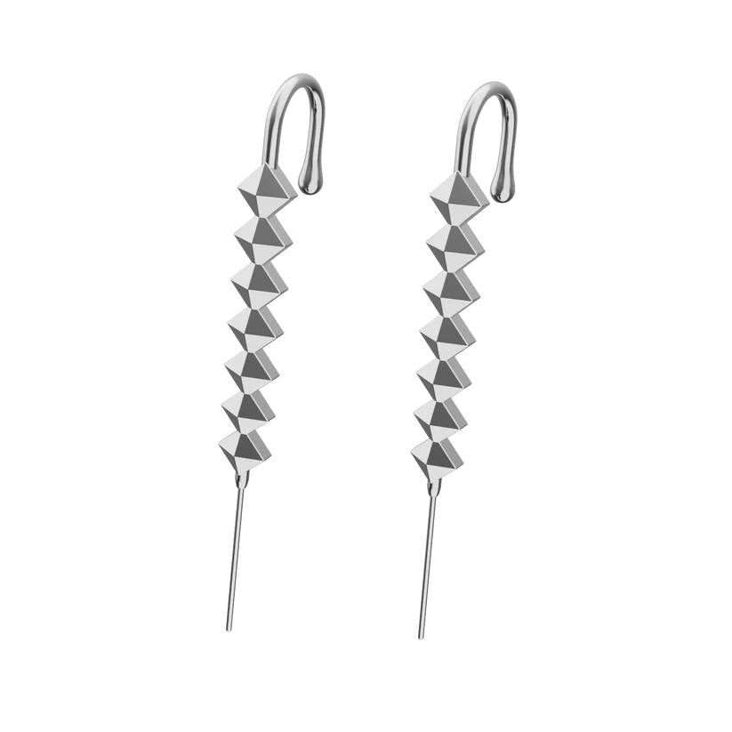 VICTORY BRAID - Pure Titanium Steel Ear Crawler Hook Pin Cuff Earrings for Men & Boys