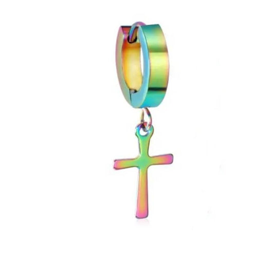 CRUCIS - RAINBOW - Titanium Steel Hoop Earrings for Men & Boys