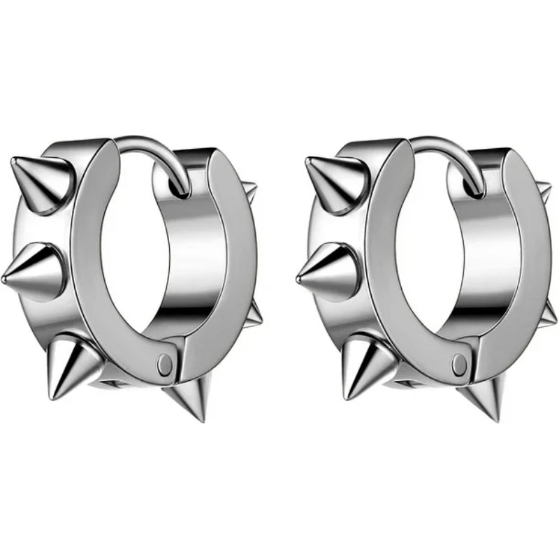 SPYRAL SILVER - Titanium Steel Stud Earrings for Men & Boys