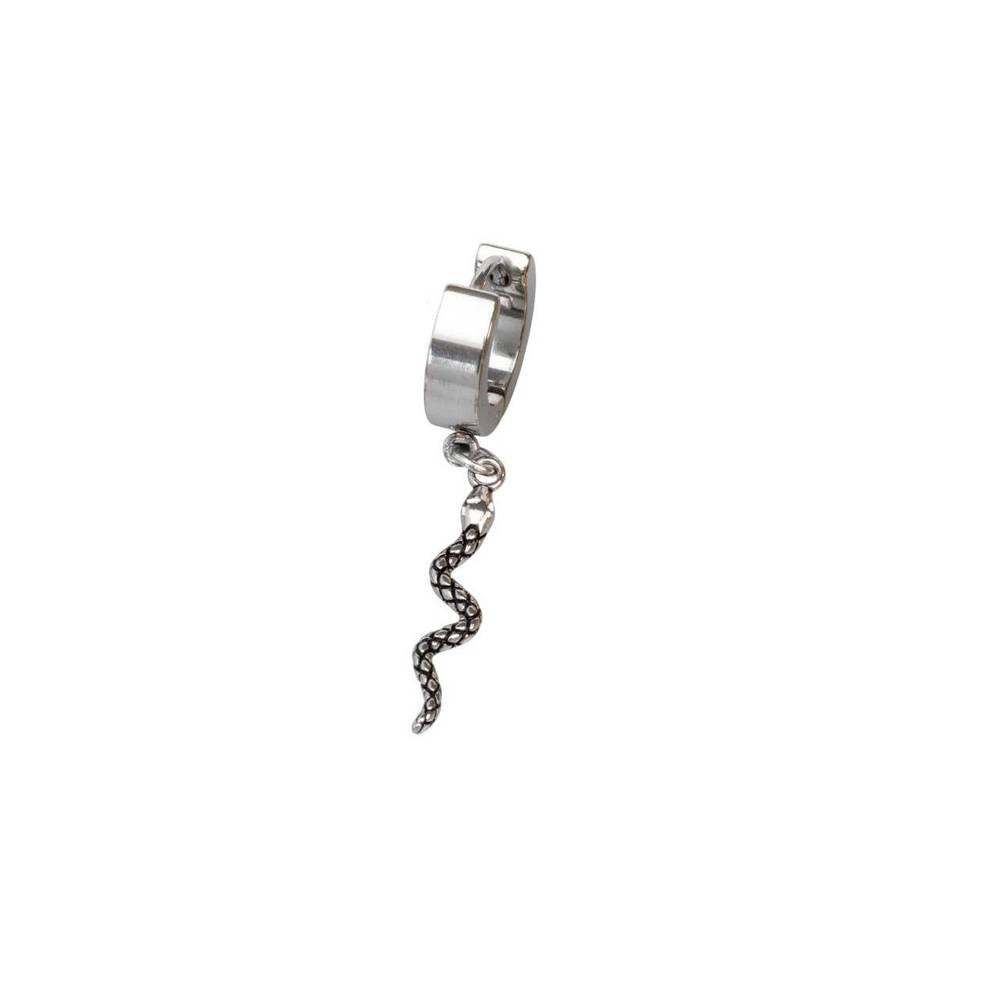 SNAKLET SILVER - Titanium Steel Hoop Earrings for Men & Boys