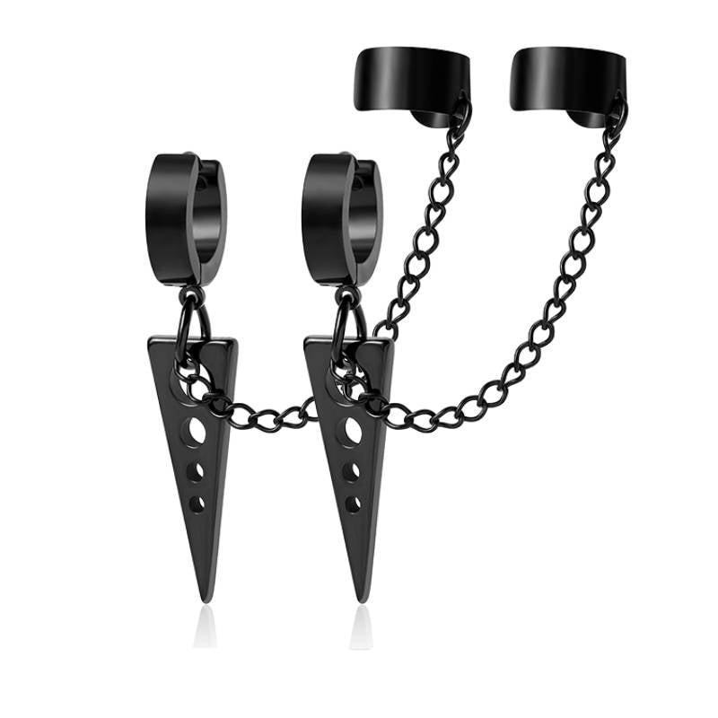 TRIANGLE DROP BLACK - Titanium Steel Hoop Earrings for Men & Boys