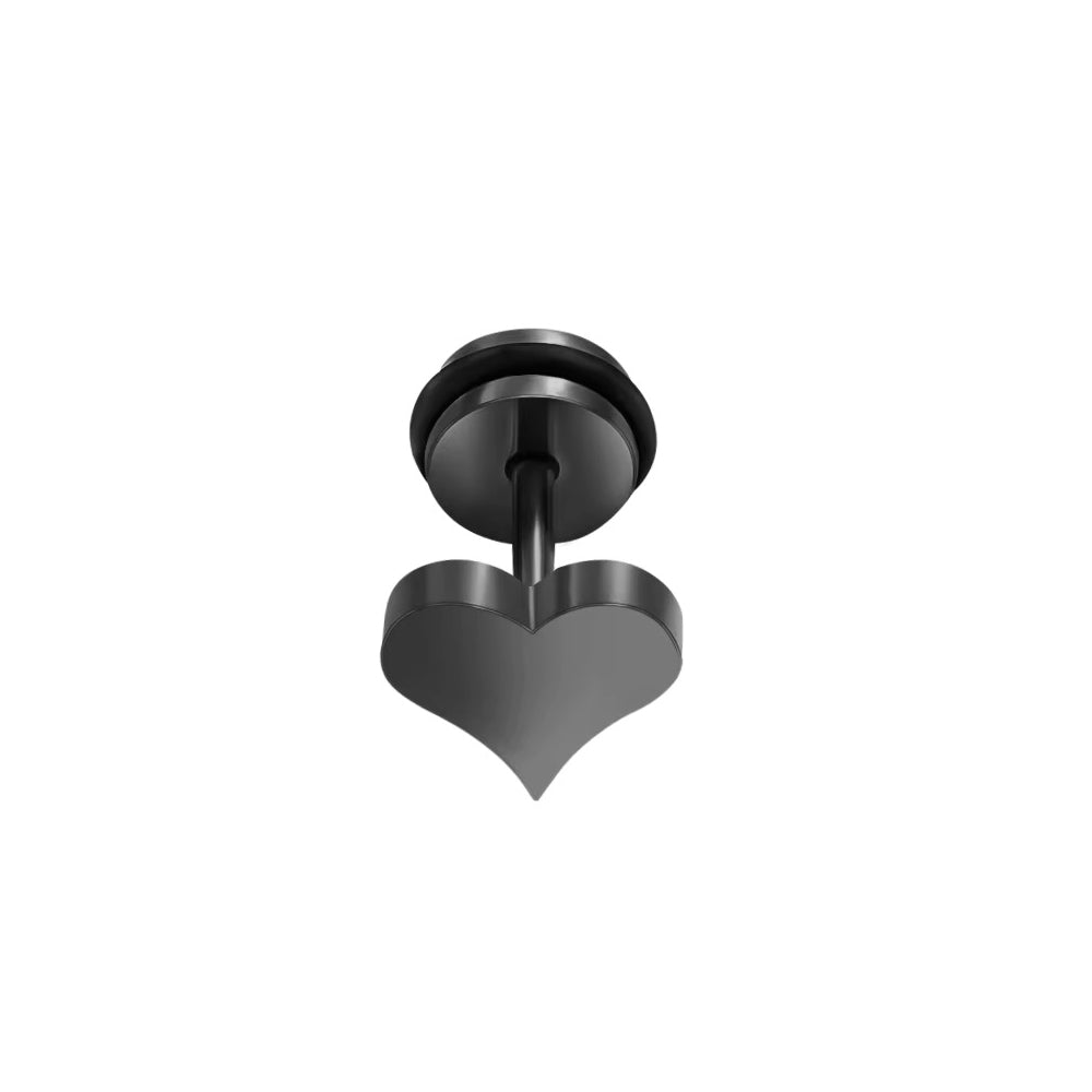 HEARTFELT ELEGANCE BLACK - Pure Titanium Steel Piercing Ear Earrings for Men & Boys