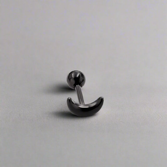 CRESCENT MOON - Pure Titanium Steel Piercing Screw Ball Ear Earrings for Men & Boys