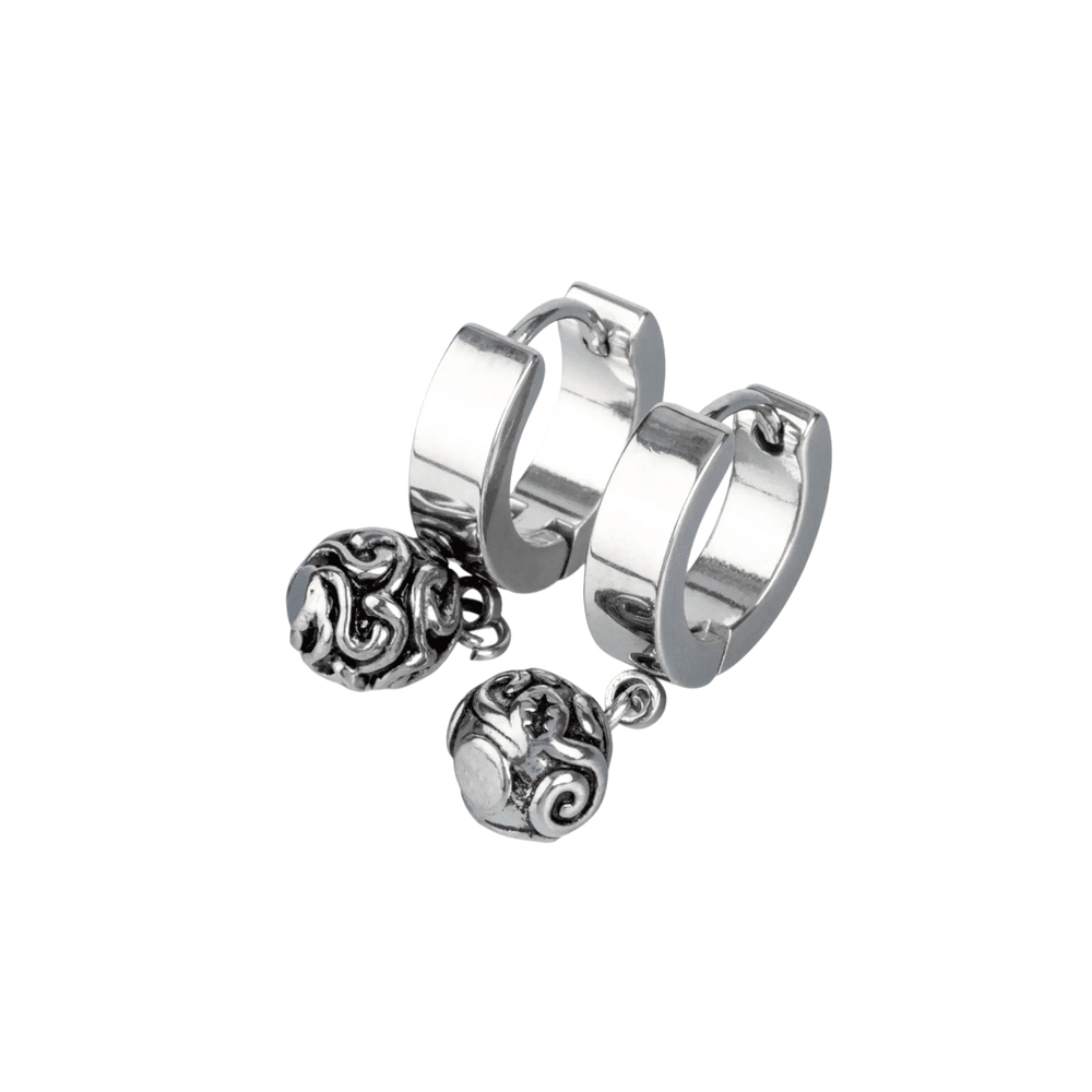 BALI BALL - Titanium Steel Hoop Earrings for Men & Boys