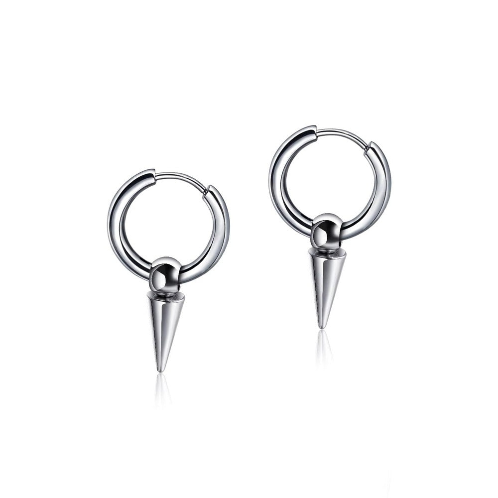 SPIREHOOP - SILVER - Pure Titanium Steel Ear Hoop Earrings for Men & Boys