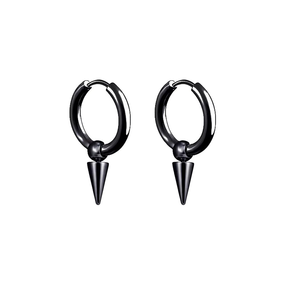 SPIREHOOP - BLACK - Pure Titanium Steel Ear Hoop Earrings for Men & Boys