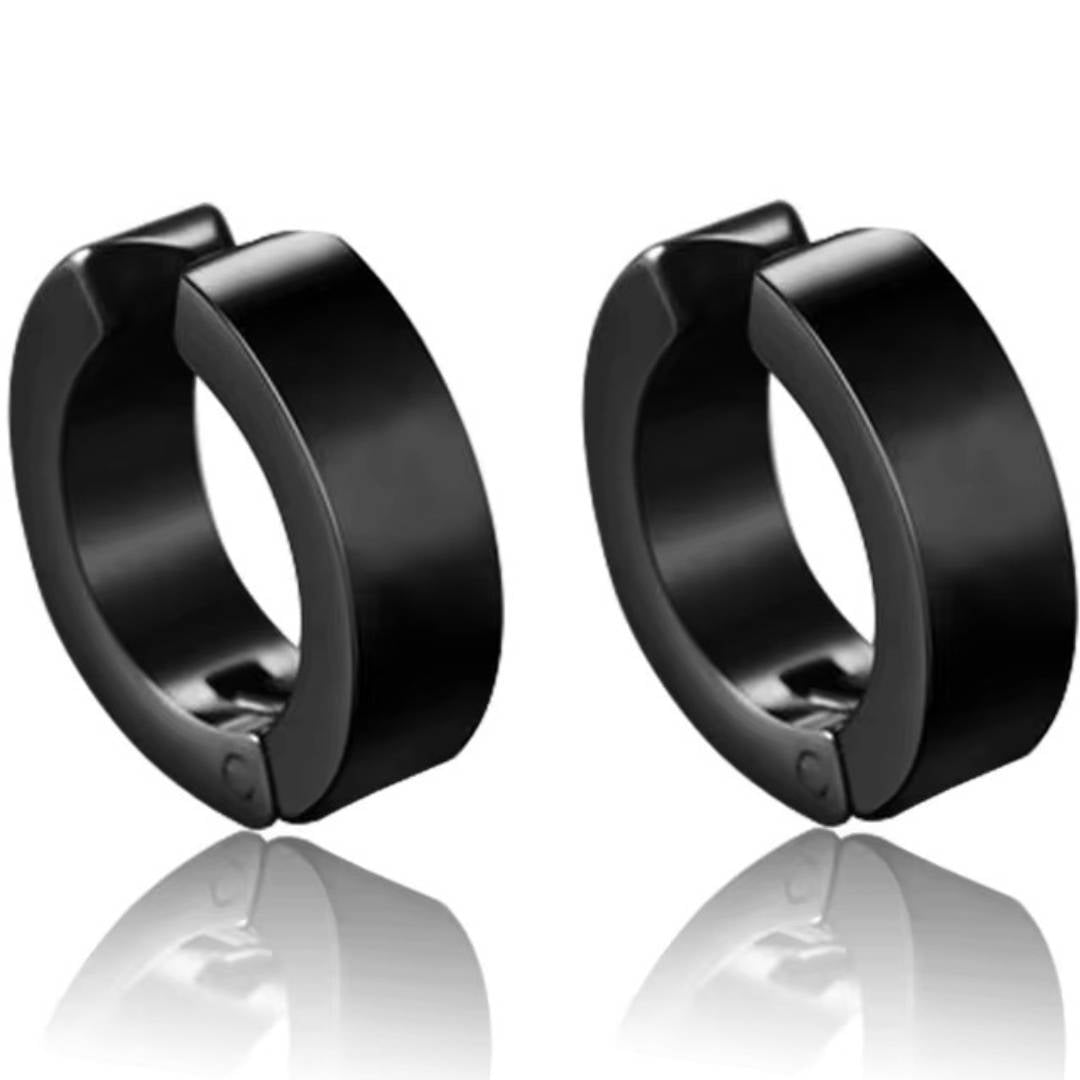 ONYXLOOP - BLACK - Non-Piercing Pure Titanium Steel Earring for Men & Boys