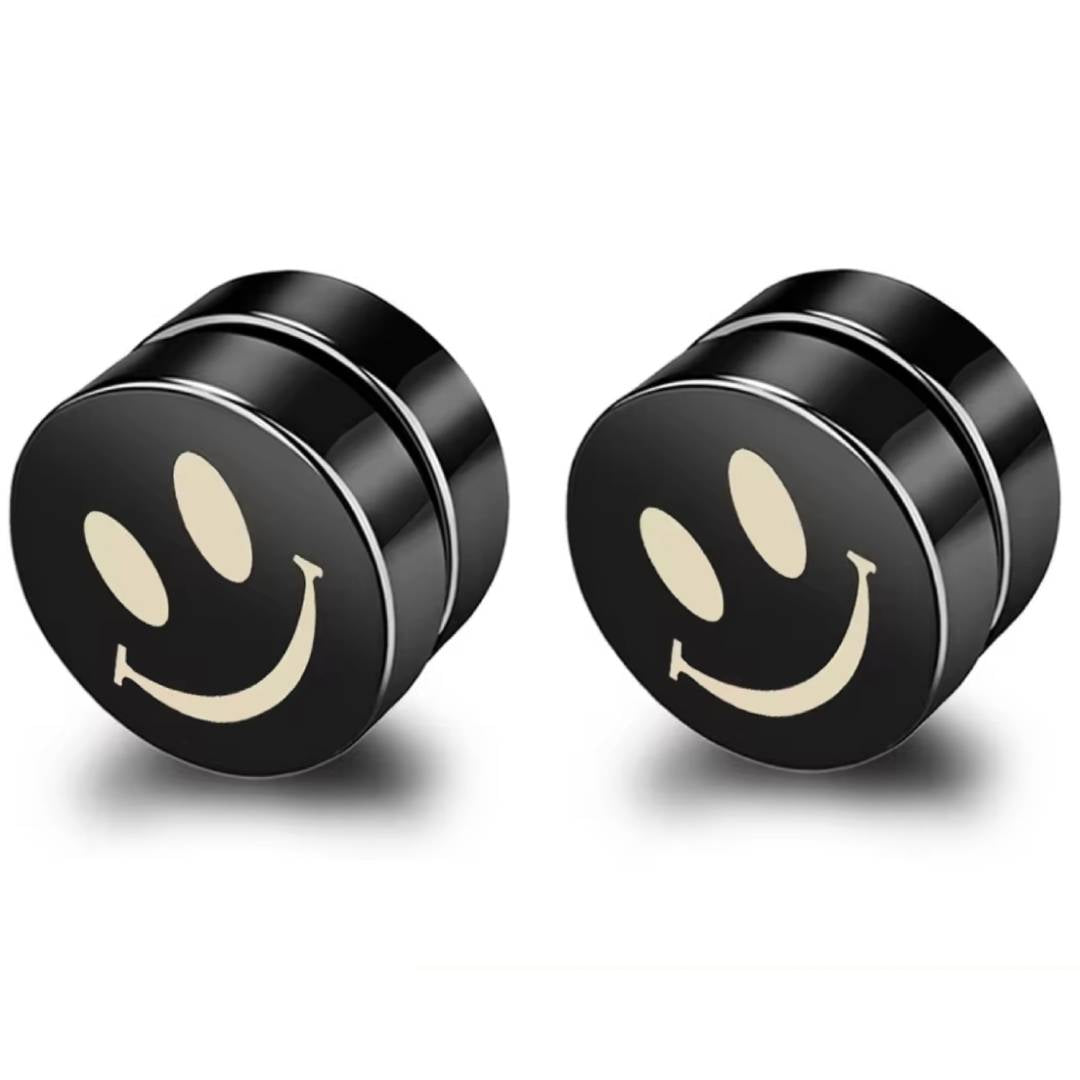 SMILEY - Magnetic Non-Piercing Pure Titanium Steel Studs Earrings for Men & Boys