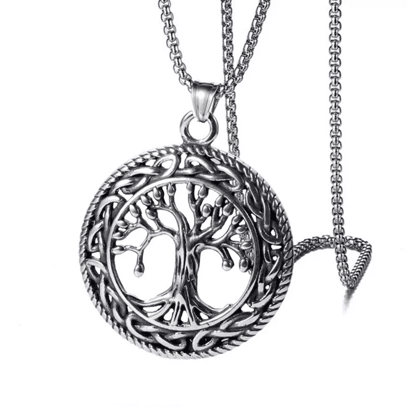 TREE OF LIFE (T) - Pure Titanium Steel Pendant with Stainless Steel 24inch Round Box Chain, European trending Style for Men & Boy