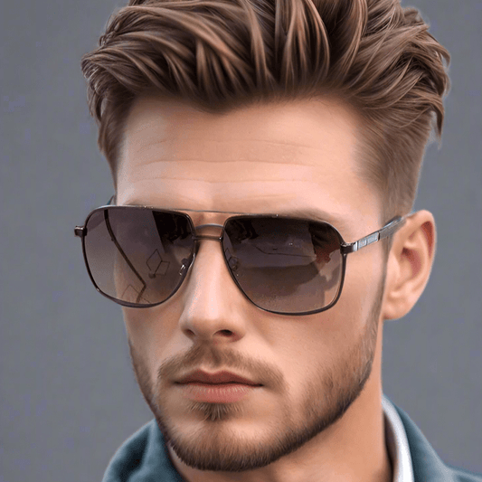 2109 Shadow Luxe-  Double Bridge Aviator Style - HD Polarised Sunglasses for Men - UV400 Protection, Stainless Steel Frame, Gradient Gray-Blue