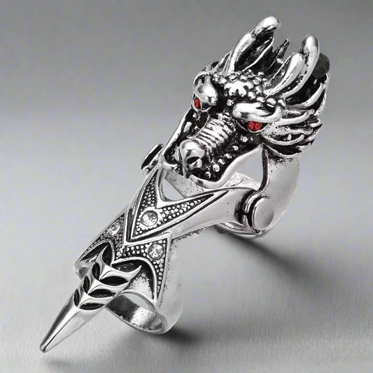 REDEYEGON - Gothic Adjustable Knuckle Joint Full Finger Ring for Men & Boys