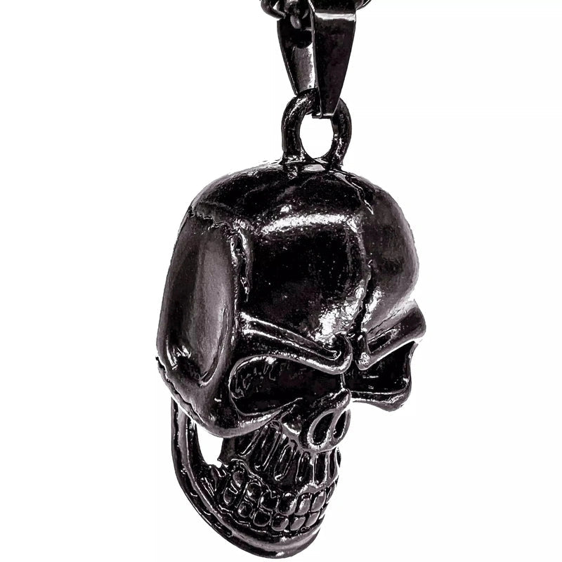 NIGHT SKULL (BLACK) - Alloy Pendant with Pure Stainless Steel 24inch Round Box Chain, European trending Style for Men & Boy