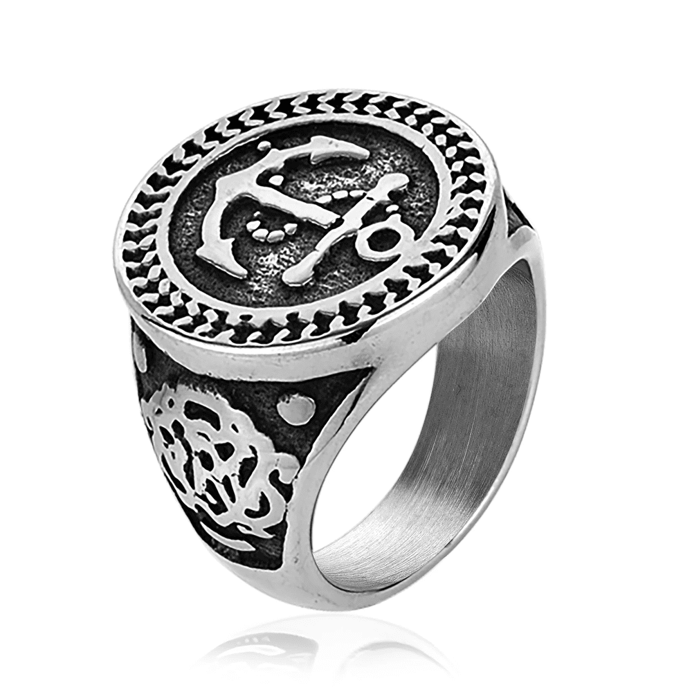 ANCHOR SIGNET - Titanium Steel Ring for Men and Boys (Size-22)