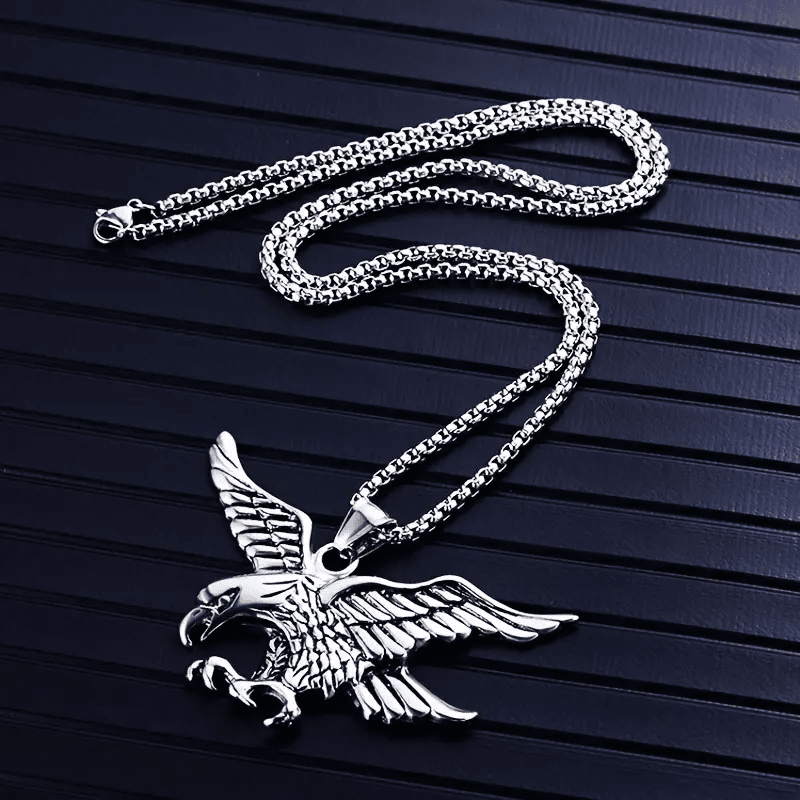 EAGLE-HUNTER (T) - Pure Titanium Steel Pendant with Stainless Steel 24inch Round Box Chain, European trending Style for Men & Boy