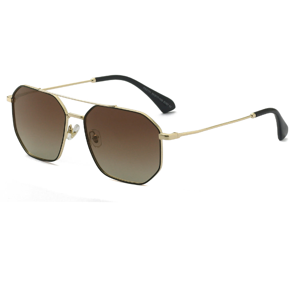 2131 - COSMIC FADE - HD Polarised Sunglasses for Men - UV400 Protection, Stainless Steel Frame - Gold Gradual Brownish