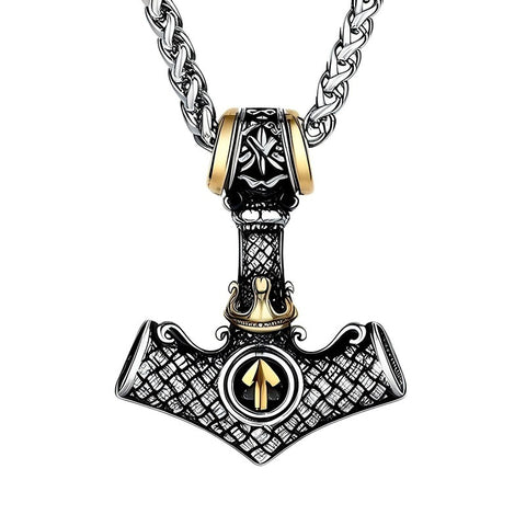 VIKING NORSE MJOLNIR GOLD  - Pure Titanium Steel Necklace with 24 inch Chain for Men & Boys