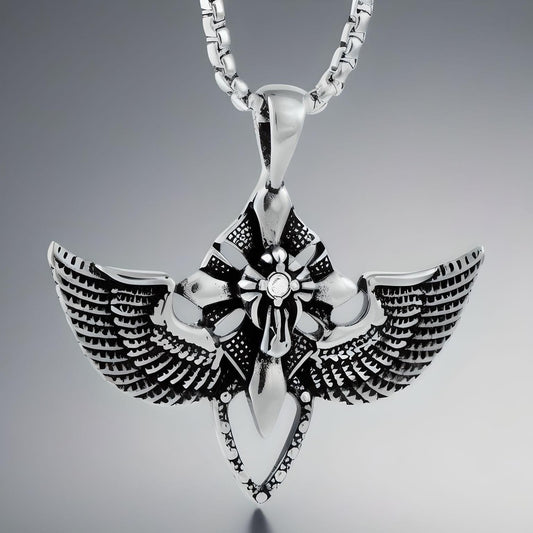 WING CONTROL - Pure Titanium Steel Pendant with 24inch Round Box Chain for Men & Boys