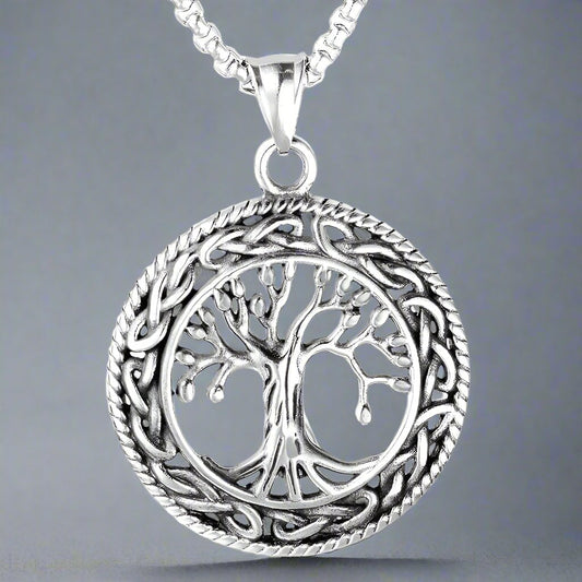 TREE OF LIFE -  Alloy Pendant with Stainless Steel 24inch Round Box Chain, American trending Style for Men & Boy